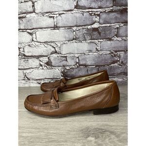 Bally Margy Brown Leather Kiltie Braided Slip On Loafers Shoes Women Sz 9N US/39